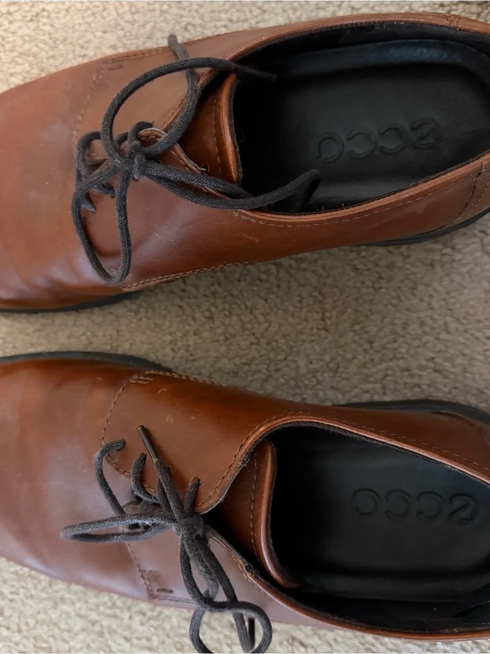Ecco Men’s Chestnut Brown Leather Derby Lace-Up Shoes